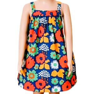 Vibrant Floral Kids Dress - Blue and Red